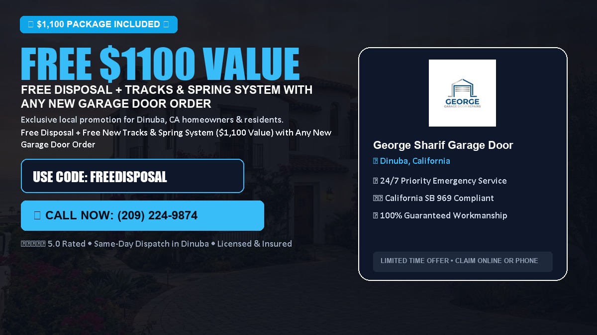 Free Disposal + Free New Tracks & Spring System with Any New Garage Door Order ($1100 Value) in Dinuba, CA